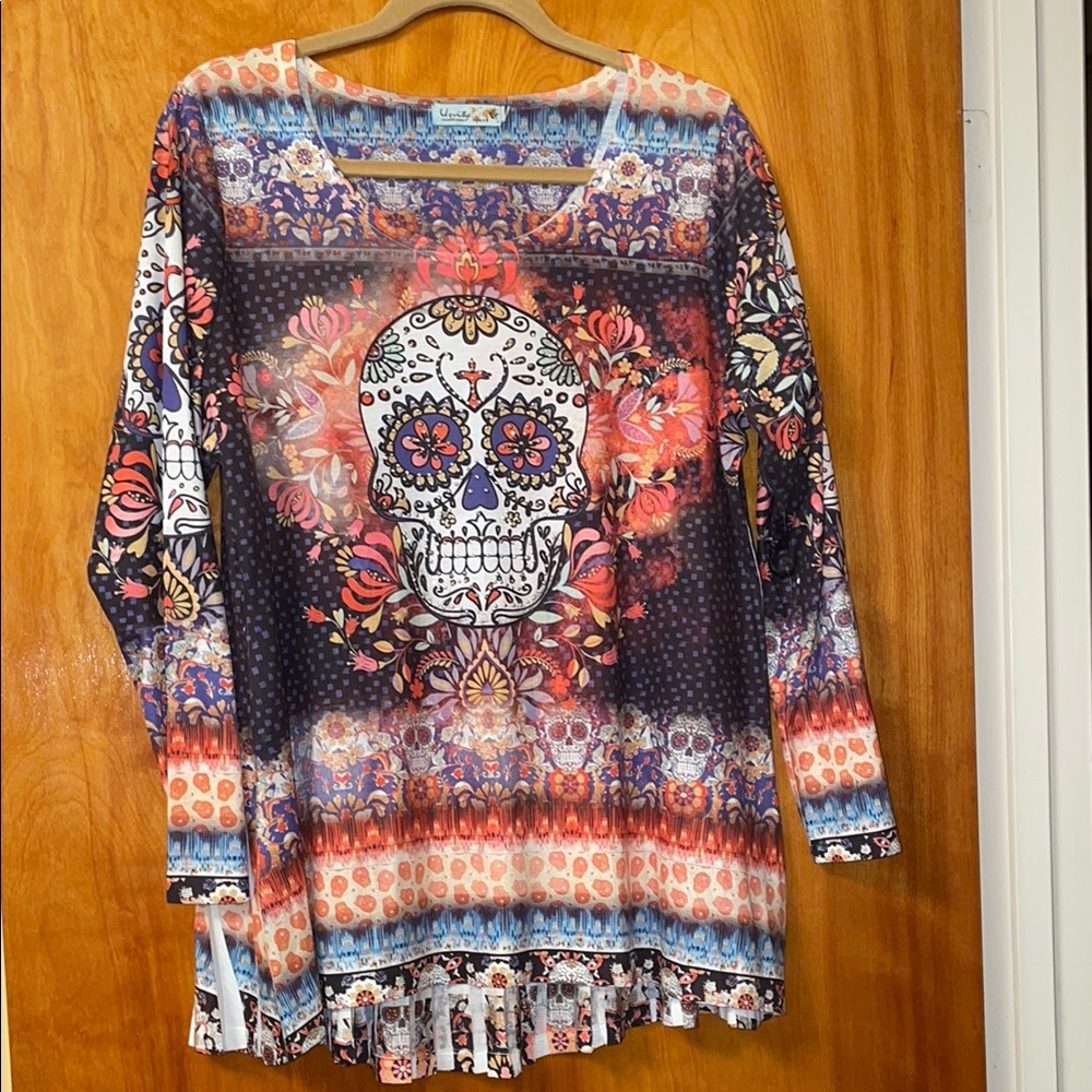 Halloween Sugar Skull Print Top